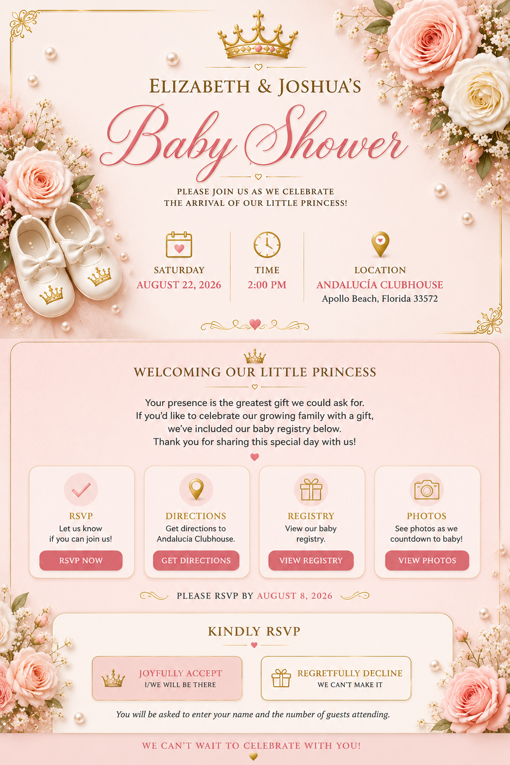 Elizabeth and Joshua baby shower invitation preview